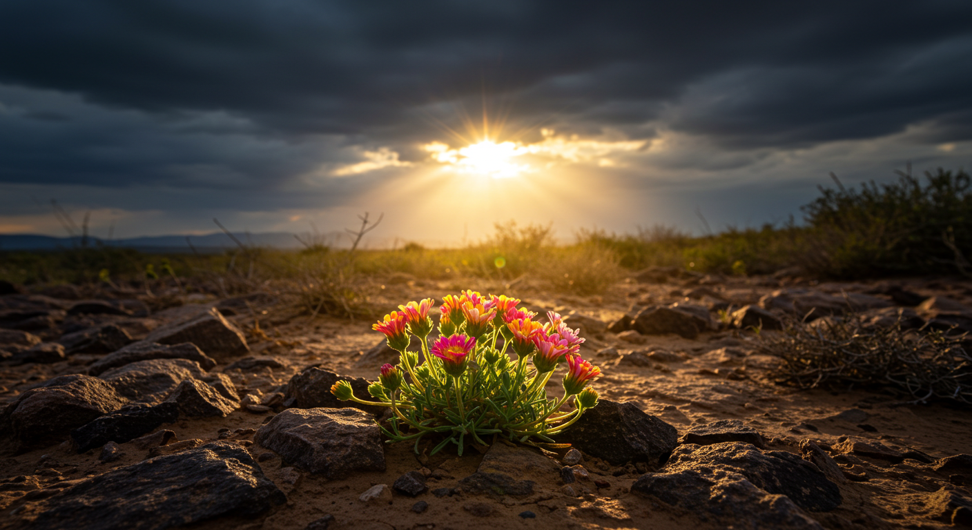 Flor no deserto gerada por IA